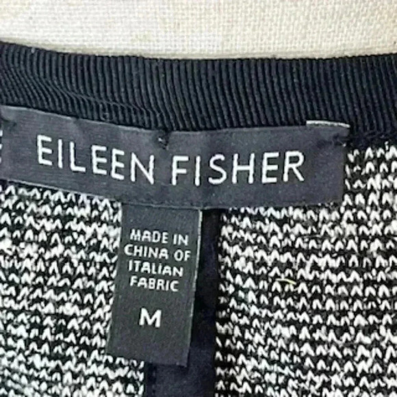 Eileen Fisher Black And White Tweed Knit Zip Front Jacket Women’s Sz‎ Medium - Picture 11 of 11